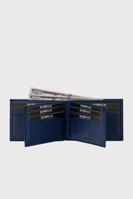 Zoozie Bags Cartera Azul Marino Hombre 100% Piel Genuina Elegante y Duradera para Uso Diario o Formal